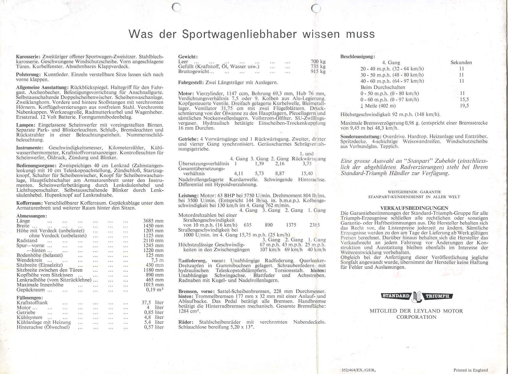 Triumph- Spitfire MK I bzw. Spitfire 4 (D)!